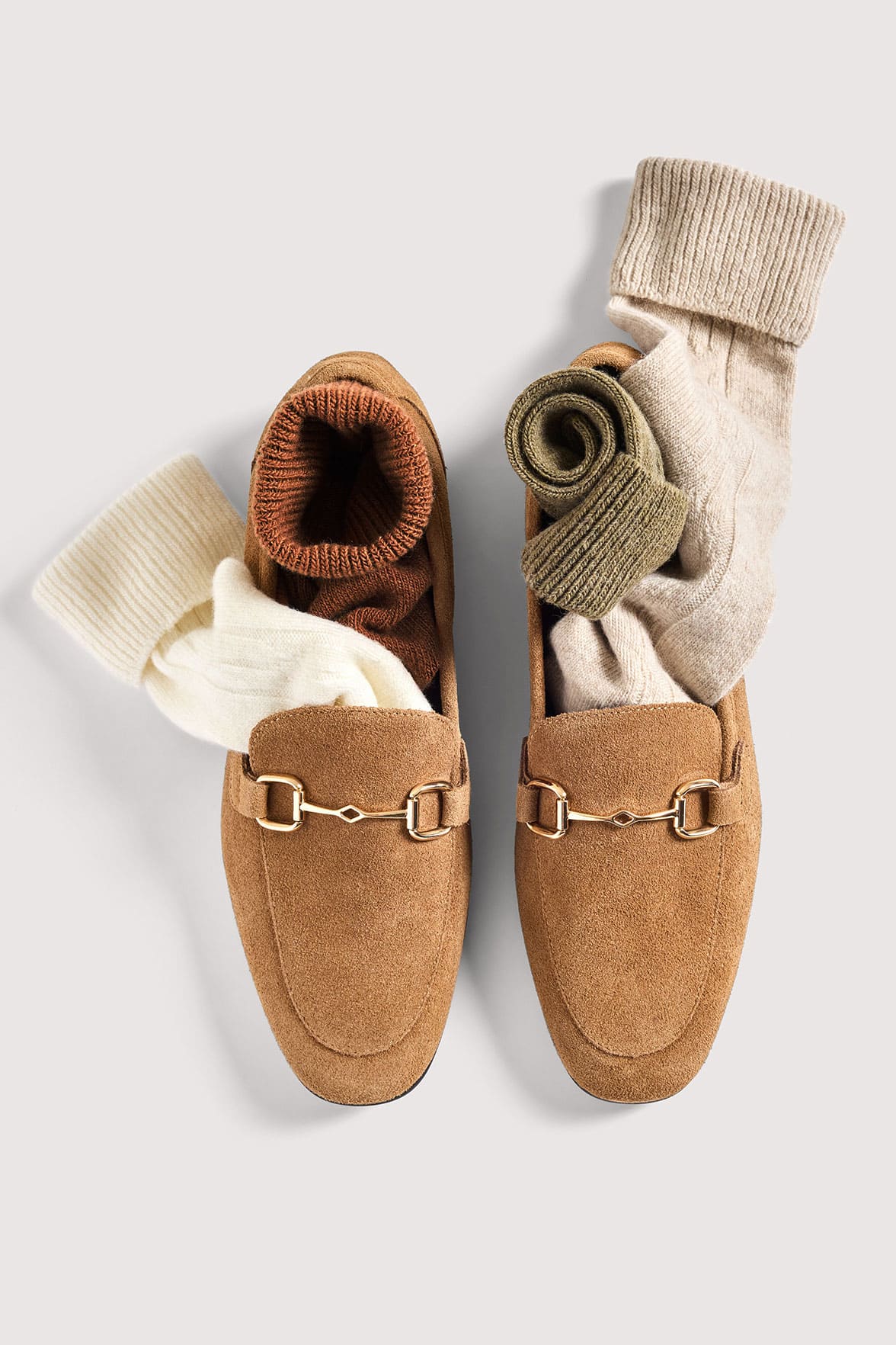 Chaussettes Torsadées avec Revers en Laine et Cachemire - Naturel - Image 4